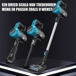 Accustofzuiger / Draadloze Stofzuiger / Huishoudstofzuiger – 375W borstelloze motor – 2x 18V 5.0Ah accu's & lader – Met verlengbuis, dweilmopmondstuk, spleetmondstuk, borstelmondstuk & 2 HEPA-filters – Voor vloer, tapijt, auto & meubels — thumbnail 2