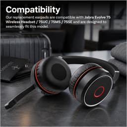 Vervangende Oorkussens voor Jabra Evolve 75 / 75UC / 75MS / 75SE Hoofdtelefoon van MMOBIEL – Memory Foam en Protein PU Koptelefoon Oorkussens - Noise Isolation Hoofdtelefoon Earpads – Zwart — thumbnail 2