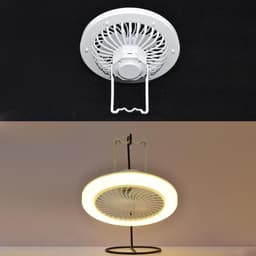 Campingventilator met lamp - 23×9cm - Met afstandsbediening - Verstelbare verlichting (driekleurig) - USB oplaadbaar - Ventilator & lamp gecombineerd - Kan staand of hangend worden gebruikt - Eenvoudig in gebruik - Wit — thumbnail 2