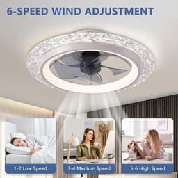 LUMÉ STORE Plafondventilator - LED Plafondlamp - Ventilator - 6 Snelheden - APP & Afstandsbediening - Stille Motor - 50cm - Zwart — thumbnail 5