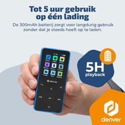 Denver MP3/MP4 Speler - Bluetooth - Shuffle/Repeat - SD kaart tot 128GB - Incl. oordopjes - Dictafoon - MP1830BU - Blauw — thumbnail 5