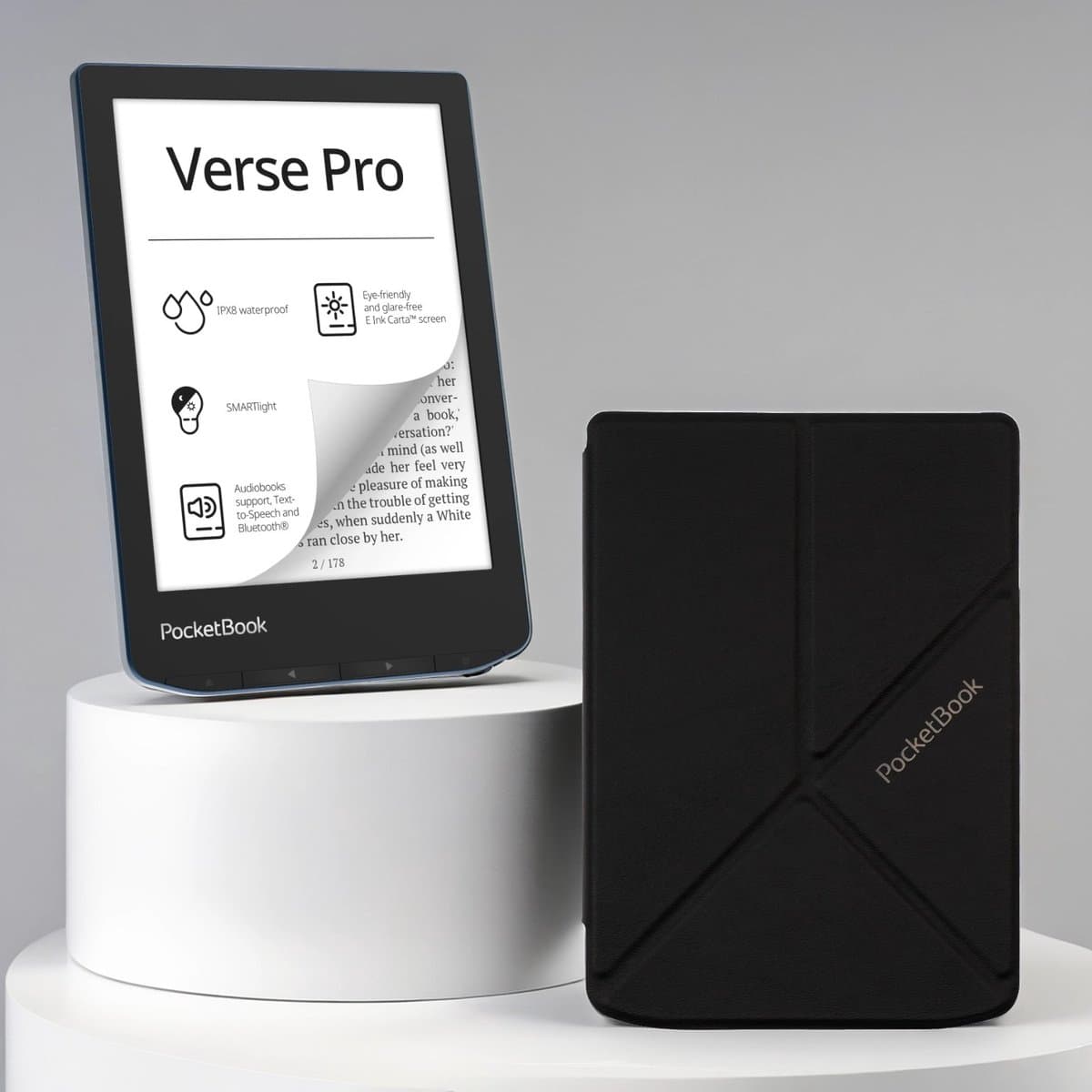 PocketBook Verse Pro e-reader Azure – 6 inch – 16 GB – waterdicht + Origami Zwart Hoesje – voordeelbundel — afbeelding 1