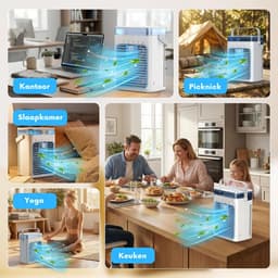SNJY® Mobiele Airco Zonder Afvoer - Mobiele Airco voor Slaapkamer - Luchtkoeler - Aircooler - 2 Bevochtigingsniveaus - 3 Windsnelheden - 1L - Wit/Blauw — thumbnail 5