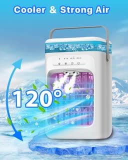 Draagbare airconditioner met ventilator - Mini verdampingsairconditioner - Beschikt over 3 windsnelheden en 2 nevelstanden - Geschikt voor slaapkamers, kantoren, woningen en campings - Wit - 178*147*295 mm — thumbnail 2