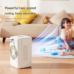 Airco -Mobiele Airco en Luchtkoeler met Mistbevochtiging - Premium Mini Cold Air Fan 500ml - Stille Tafelventilator 18 dB met Klok en Temperatuurweergave-Oplaadbaar - Draagbare Luchtkoeler voor Slaapkamer en Kantoor — thumbnail 3
