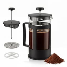 French Press Koffiezetapparaat - Herbruikbaar RVS Filter - Voor Koffie én Thee - Cafetière - Koffiezetter - Koffiemaker - Koffiemachines - Espresso Maker - 600 ml - Vaderdag Cadeau voor Papa - Cadeaus voor Hem - Zwart - Löwenthal — thumbnail 2