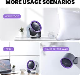 Tafelventilator - Ventilator - Bureauventilator - USB-opladen - Stil ontwerp - Uitgerust met een 5400mAh batterij en LED display - Instelbare windsnelheid - 90° kantelbaar, geschikt voor plafond of wandmontage - Donkergrijs — thumbnail 5