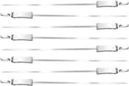 8 Stuks RVS Kabob Spiesen met Push Slider - 43 cm Herbruikbare Platte Shish Kebab Spiesen voor Barbecue, Oven, Vlees, Garnalen en Groenten — thumbnail 1