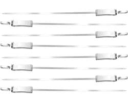 8 Stuks RVS Kabob Spiesen met Push Slider - 43 cm Herbruikbare Platte Shish Kebab Spiesen voor Barbecue, Oven, Vlees, Garnalen en Groenten