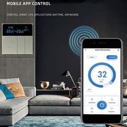 Slimme Thermostaat - Programmeert thermostat - Energie Besparen - 7 Dagen Programmeerbaar - 86 mm - Grijs — thumbnail 4