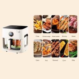 Airfryer - Friteuse Elektrische Friteuse - Gezond Koken - Visueel Frituurmandje - 5 Liter - Wit — thumbnail 2