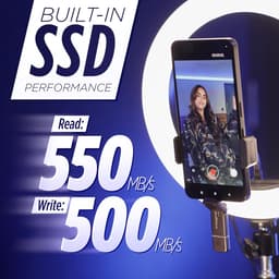 USB Flash Drive - Externe SSD - Snelle Gegevensoverdracht - Dubbele USB Poorten - 256 GB - Grijs — thumbnail 4
