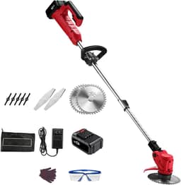 Lichte draadloze grastrimmer, elektrische grastrimmer op batterij, draadloze grastrimmer met 21 V, bosmaaier voor gebruik in de tuin/gazon/huis/buiten — thumbnail 1