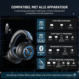 Gaming Headset Draadloos 7.1 Surround Sound – PS5 PC Xbox Switch - Met Microfoon – 100u Batterij – EKSA StarEngine Pro — thumbnail 2