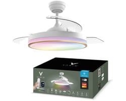Varin® Smart Plafondventilator met LED verlichting RGBW - Wit/Goud - Tuya Wifi - Ø 50cm/108cm - Super stil - Smart lamp - Plafondlamp slaapkamer - Plafonniere woonkamer - Plafondlampen - Plafond lamp - Verlichting kinderkamer - Plafond ventilator