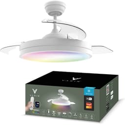 Varin® Smart Plafondventilator met verlichting - Wit - Tuya Wifi - LED 36W RGBW - Ø 50cm/108cm - Super stil - Smart lamp - Plafondlamp slaapkamer - Plafonniere woonkamer - Plafondlampen - Plafond lamp - Verlichting kinderkamer - Ventilator — thumbnail 1