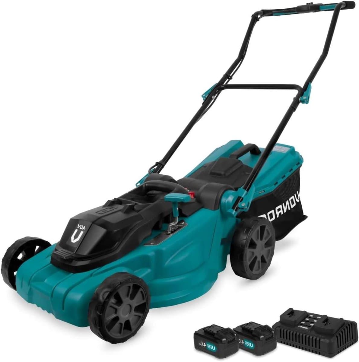 Accu grasmaaier - Elektrische maaier - Gazon onderhoud - Centrale hoogteverstelling - 38cm snijbreedte - Zwart — afbeelding 1