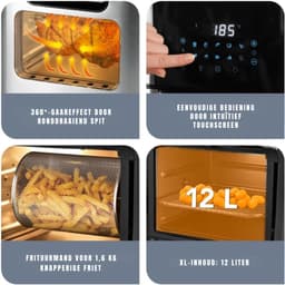 YOR® Heteluchtoven - Oven - Airfryer Oven - Roestvrij staal -Zilver - 36cm x 33cm x 38cm — thumbnail 5