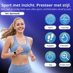 Kiraal Montala Smartwatch - Inclusief 5 Bandjes - Hartslagmeter - Stappenteller - Slaapmonitor - Multisport - Compatibel met Android en iOS - Goud — thumbnail 4