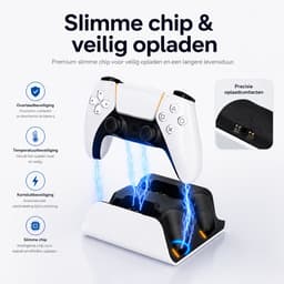 Sounix Oplaadstation geschikt voor PS5 / PS5 Slim / PS5 PRO / DualSense Controller - PS5 accessoires - Dual Oplader - Charging Dock - Wit — thumbnail 4