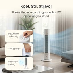 Energiezuinige Ventilator - Torenventilator met 3 blaasstanden en oscilatie - Slaapkamer - Wit - JAP Quebec — thumbnail 5