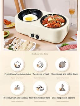 Double Boiler Rice Cooker, Multi-Function Small Electric Hob, Electric Steam and Cooking Pot for Household Use,A — thumbnail 3