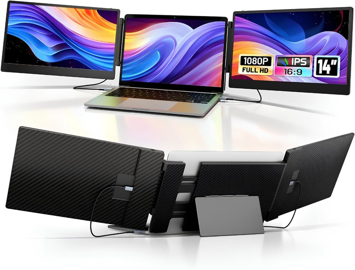 AHD® Professionele Portable Monitor - USB-C - 14 Inch - Double Draagbare Monitor - Portable Monitor Voor Laptop - Zwart - 36cm x 22cm x 4cm — afbeelding 1
