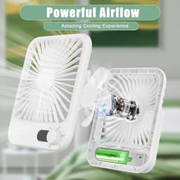 KZQ Draagbare Herlaadbare Ventilator - Stille Kleine Bureauventilator Met 180° Kantelhoek - 100 Snelheden Geschikt Voor Slaapkamer Kantoor Thuis En Buiten - Wit — thumbnail 3