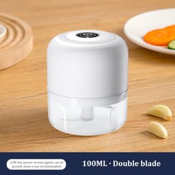 Mini Keukenmachine - Kleine Hakker - Snel Ingrediënten Snijden - Oplaadbaar Via USB - 100ML Capaciteit - Wit — thumbnail 4