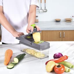 Groentenhakker - Keuken Snijder - Maaltijden Bereiden - 14-in-1 Functies - Met Container - Groen — thumbnail 2