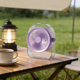 USB Tafelventilator met 5 Snelheden - 24 cm Draagbare Persoonlijke Ventilator voor Slaapkamer Kantoor en Reizen - Stille Krachtige Luchtstroom - Paars — thumbnail 2