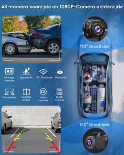 Hexinex - Draadloos CarPlay Scherm - 4K Dash Cam Carplay Android Auto - met 1080p Back-upcamera - Incl. 64GB SD — thumbnail 2