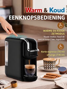 Jensaro 4-in-1 Koffiezetapparaat - Geschikt Voor Nespresso Dolce Gusto ESE Pads Gemalen Koffie - Voor Heet/Koud - 19 Bar - Zwart — thumbnail 3