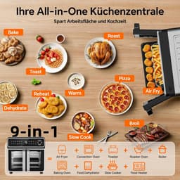 Heteluchtfriteuse - Mini oven - Veelzijdig koken - Dubbele kamer - 23 Liter - Gemengde kleuren — thumbnail 3