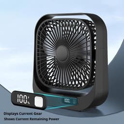 Tafelventilator - USB oplaadbare ventilator - Bureau ventilator usb - Bureau ventilator stil - Bureau ventilator - Ventilator met drie snelheden - Zwart - ABS — thumbnail 2