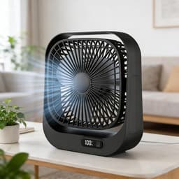 Tafelventilator - USB oplaadbare ventilator - Bureau ventilator usb - Bureau ventilator stil - Bureau ventilator - Ventilator met drie snelheden - Zwart - ABS — thumbnail 4