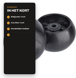 Dailygoods- Deck Wheel Vervanging - 5" Wiel - 2 Stuks - Hub Offset 3" - Boorgrootte 1/2" - Compatibel met Husqvarna - Graswiel — thumbnail 2