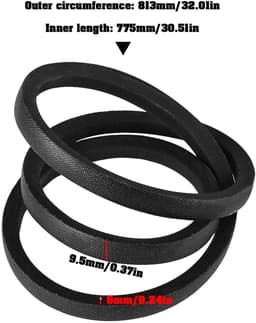 Dailygoods- Grasmaaier V-riem - Compatibel met Sabo SA 29741 52-140 HMA - Hoogwaardige rubbermateriaal - Buitenomtrek 813 mm - Verbeterde transmissie-efficiëntie - Geschikt voor onderhoudstechnici - Maaier — thumbnail 3