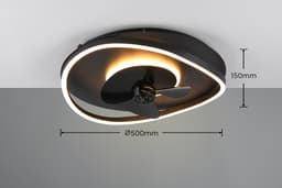 Fantiluxe - Brynja - Plafondventilator met verlichting - Zwart - Ø50cm - Afstandsbediening - Met lamp - Plafond ventilator - Slaapkamer — thumbnail 3