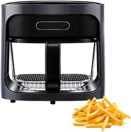 Luchtfriteuse - Olievrije Frituurpan - Gezond Koken - Panoramisch Zicht - 6 Liter Capaciteit - Zwart — thumbnail 1