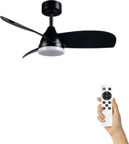 Fantiluxe - Ingrid - Plafondventilator met verlichting - Zwart - Ø90cm - Afstandsbediening - Met lamp - Plafond ventilator - Slaapkamer — thumbnail 1