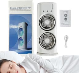 Aircooler met water of ijs-aircooler met koelelementen-ventilatorlamp met afstandbediening-Draagbare USB-ventilator met drie snelheden en vernevelingsfunctie- 7-kleurige LED-luchtkoeler - oplaadbare luchtkoeler met een waterreservoir van 280 ml - wit — thumbnail 5
