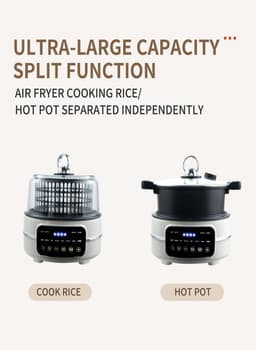 Heteluchtfriteuse - Multicooker - Gezond Koken - 360° Circulerende Verwarming - 5 Liter - Blauw — thumbnail 4