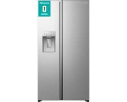 Hisense RS5P528STIE - Amerikaanse koelkast - RVS - No-Frost - 178 cm hoog - 528 liter - Energielabel E - Invriesvermogen 10 kg/24u - Geluidsniveau 40 dB(A) - IJs- en waterdispenser - LED Display - FastFreeze - Deuralarm - Interverter Compressor