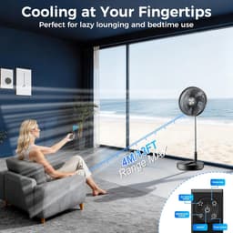 Staande ventilator draadloos – stil, opvouwbaar, met afstandsbediening en 21 uur accuduur, 4 standen — thumbnail 3
