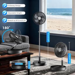 Staande ventilator draadloos – stil, opvouwbaar, met afstandsbediening en 21 uur accuduur, 4 standen — thumbnail 5