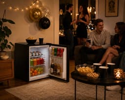 Jurrys Koelkast - Frigo - Mini koelkast - Slim ontwerp - Energiezuinig - Ruimtebesparend - Inclusief vriesvak - 45×49,5×45cm Zwart — thumbnail 3