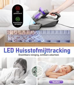 Pexcho Matrasreiniger met UV-C & 65°C Hete Lucht – 15000Pa Zakloos Stofzuiger voor Matras Tapijt Slaapkamer – Anti-Allergie HEPA Filter Huisstofmijtverwijderaar — thumbnail 4
