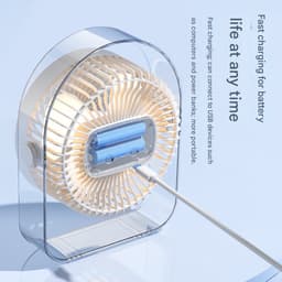 Ventilatoren-Stille Tafelventilato - USB Oplaadbaar - 20dB Fluisterstil - 330° Draaibaar - Persoonlijke Bureauventilator voor Slaapkamer en Kantoor — thumbnail 2