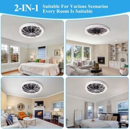 13 Inch Fitting Plafondventilator met Afstandsbediening - Dimbaar LED Licht - 3 Kleurtemperaturen 3000K-6500K - 3 Snelheden - Wit - Geschikt voor Slaapkamer, Keuken en Woonkamer — thumbnail 5
